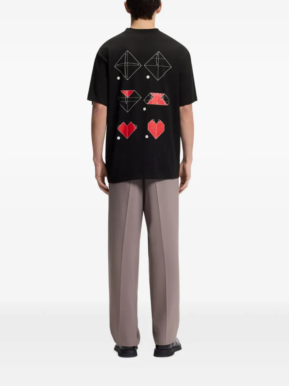 HUGO T-shirt met Origami-print Zwart
