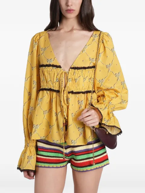 SIEDRES bow-print ruffled top
