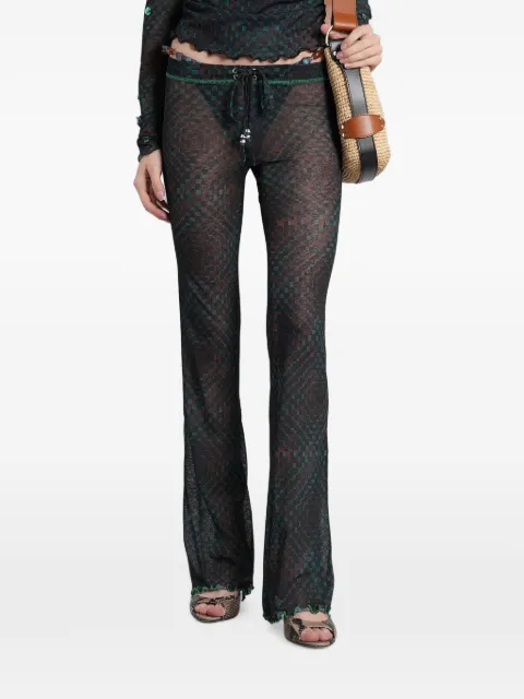 SIEDRES check-pattern lettuce-trim trousers