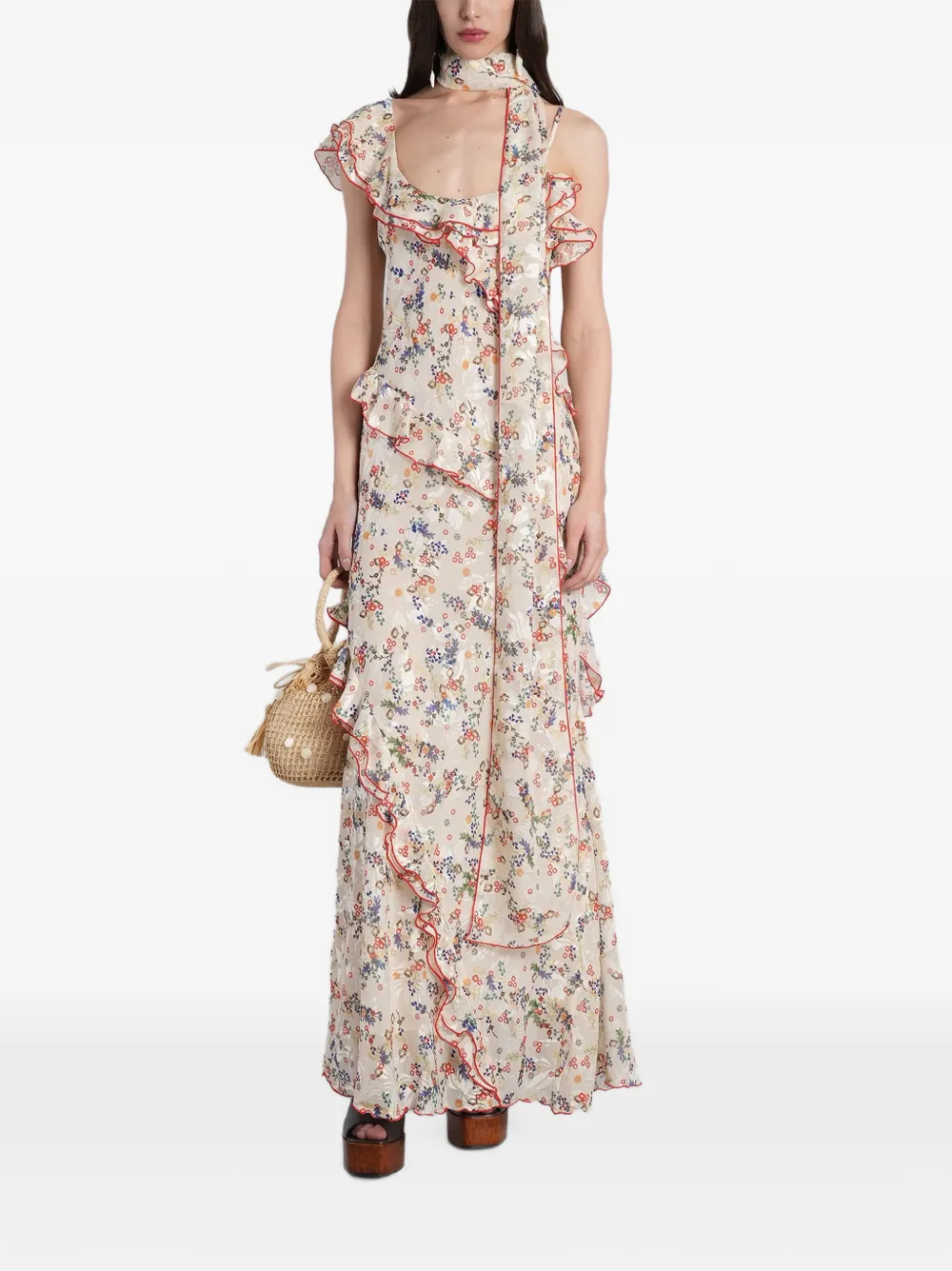 SIEDRES floral-print ruffled dress - Toni neutri
