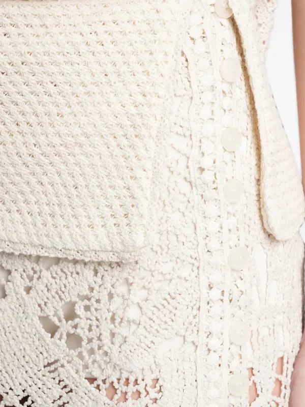 SIEDRES crochet-knit Asymmetric Skirt | Neutrals | FARFETCH CA