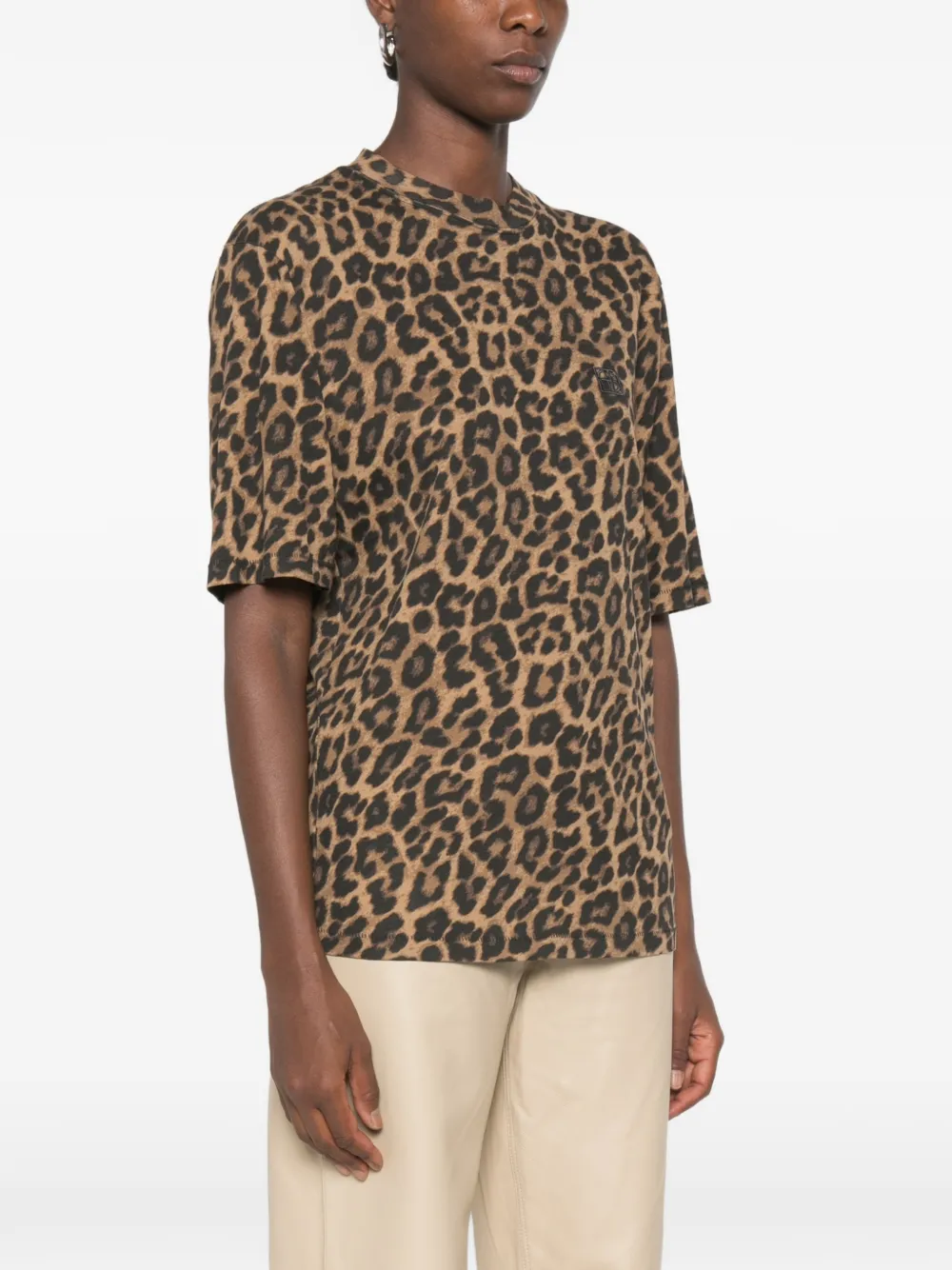 ANINE BING Avi T-shirt met luipaardprint Bruin