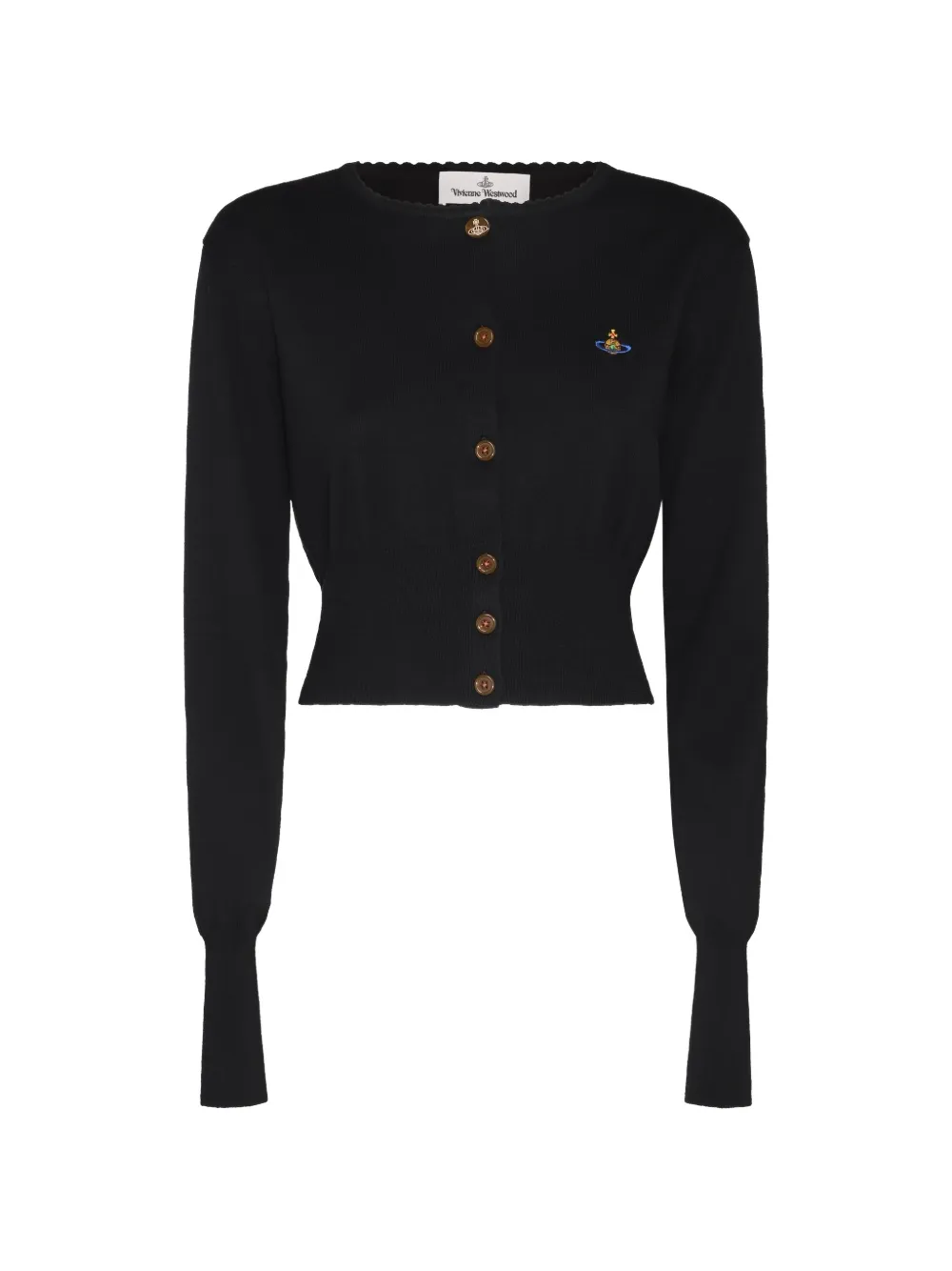 Vivienne Westwood Orb-embroidered scalloped-trim cardigan - Black