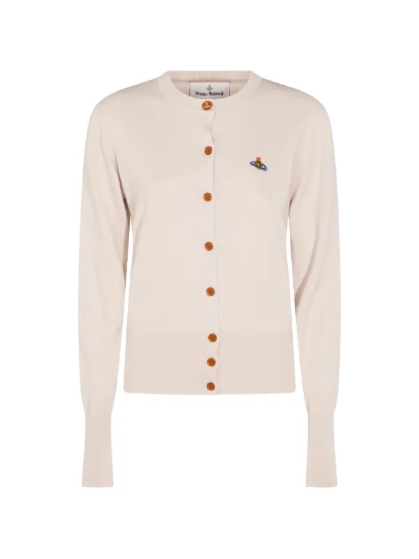 Vivienne Westwood Bea Orb-embroidered Cardigan in Neutrals