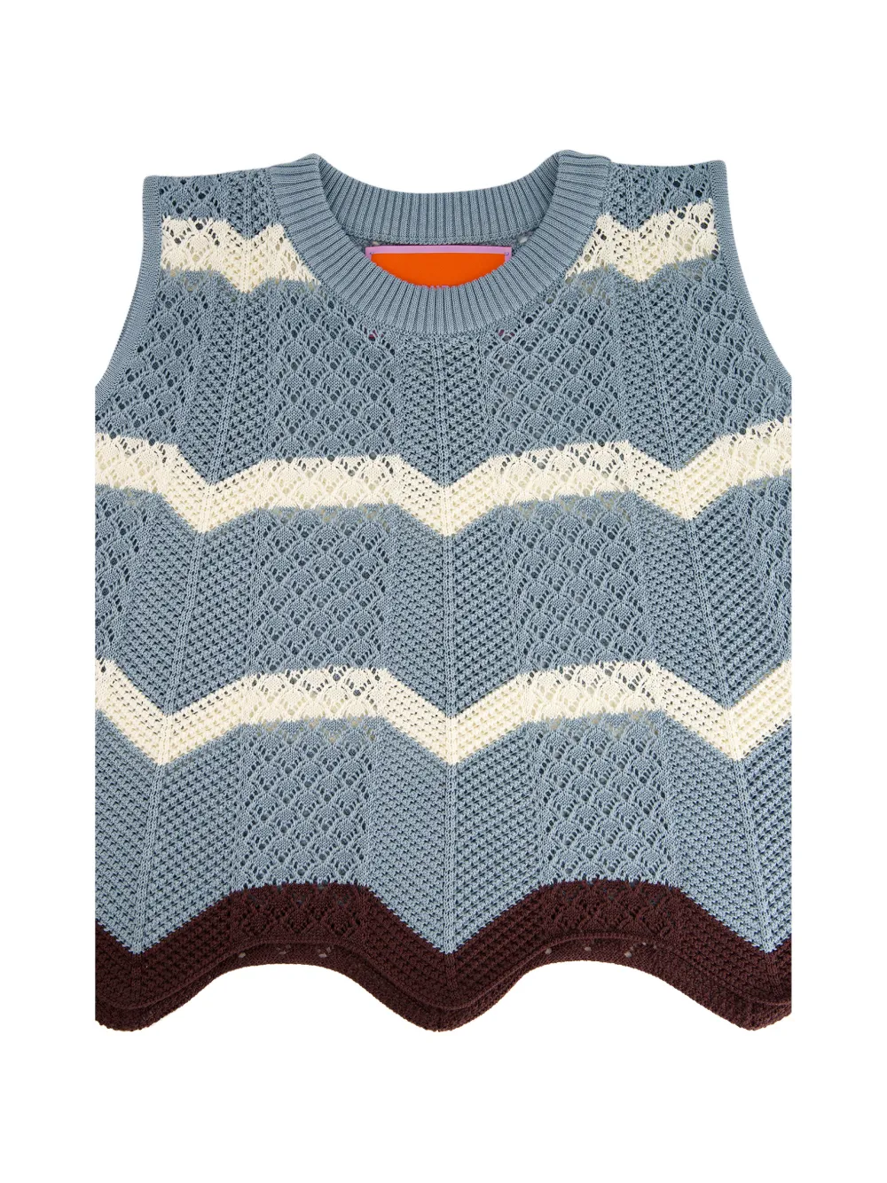La DoubleJ Opengebreide top met chevron streep Blauw