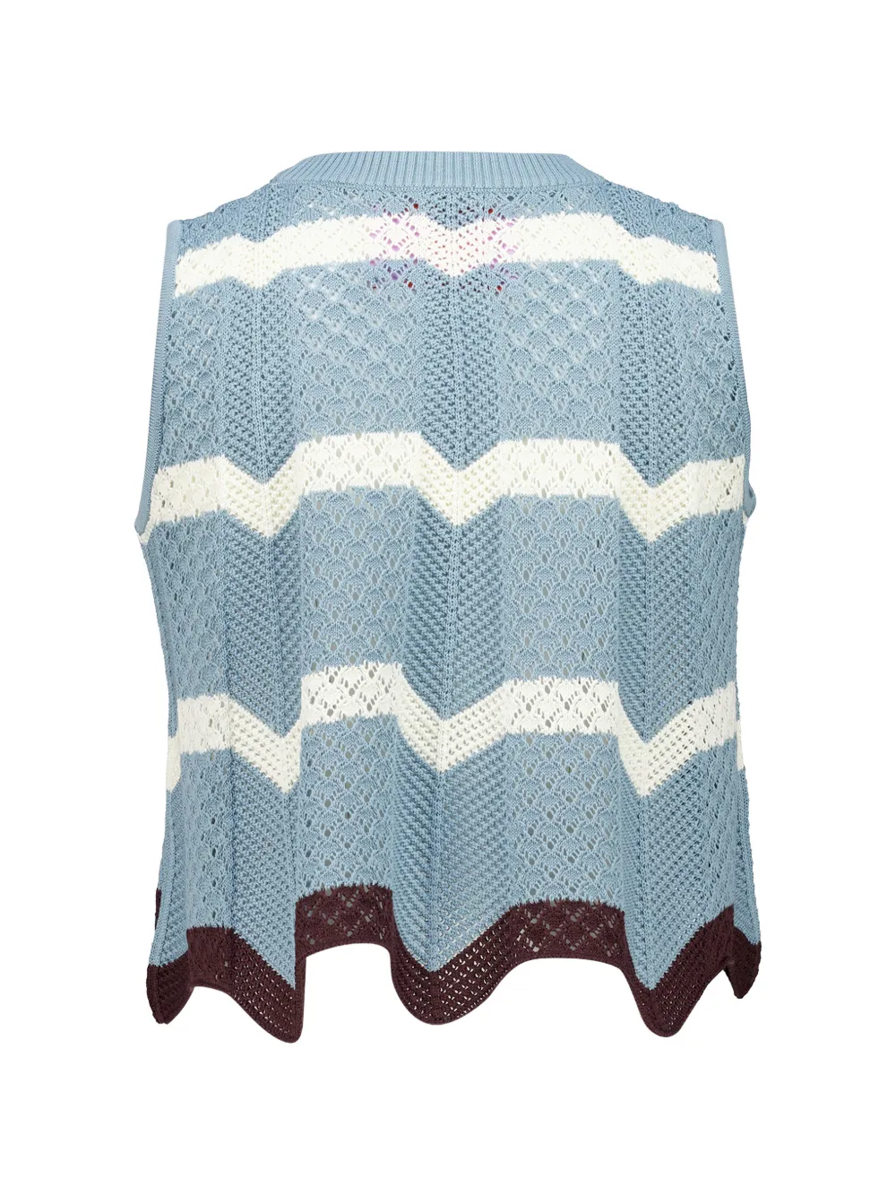 La DoubleJ Opengebreide top met chevron streep Blauw