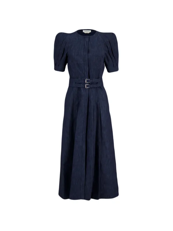 gabriela hearst blue dress Gabriela Hearst - Phelan Maxi Shirtdress in Electric Navy Printed Silk Twill - Electric Navy - 40