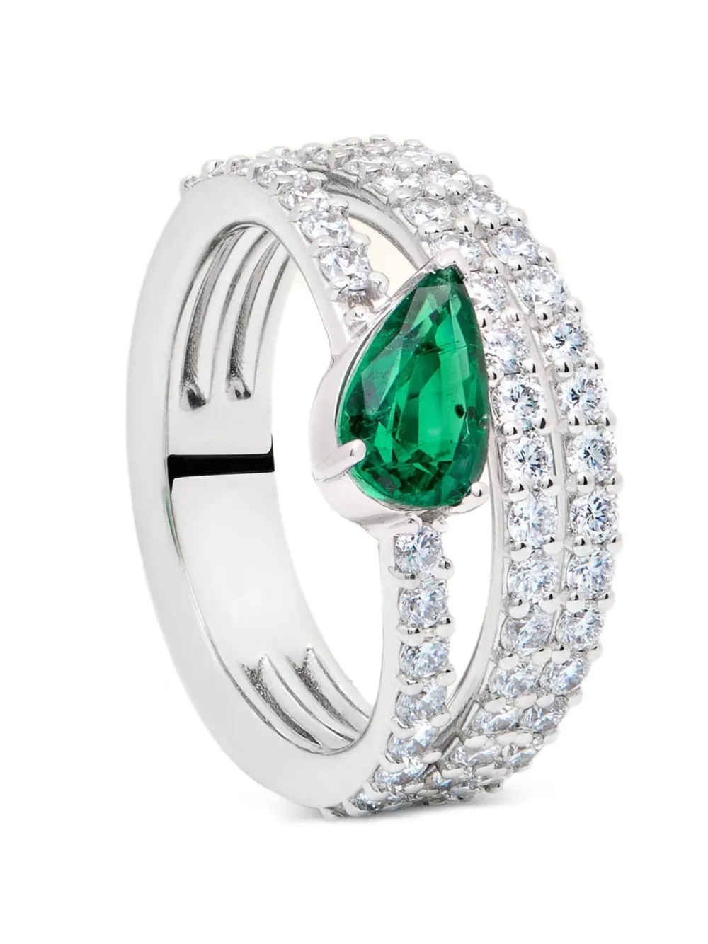 Jewels Aficionado Anello con diamanti e smeraldi - Argento