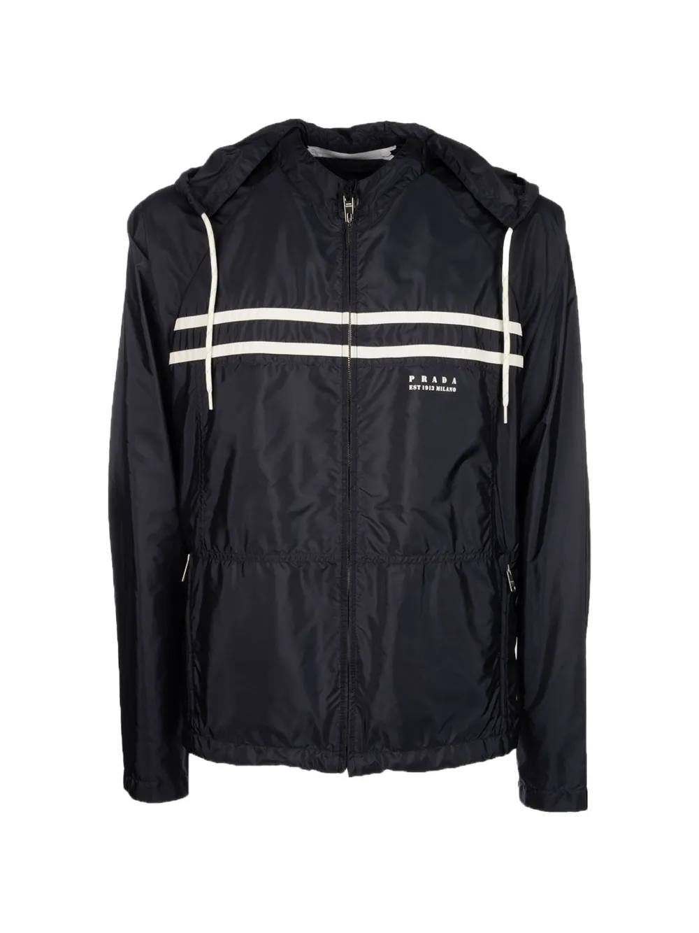 Prada stripe-detail hooded jacket - Blau