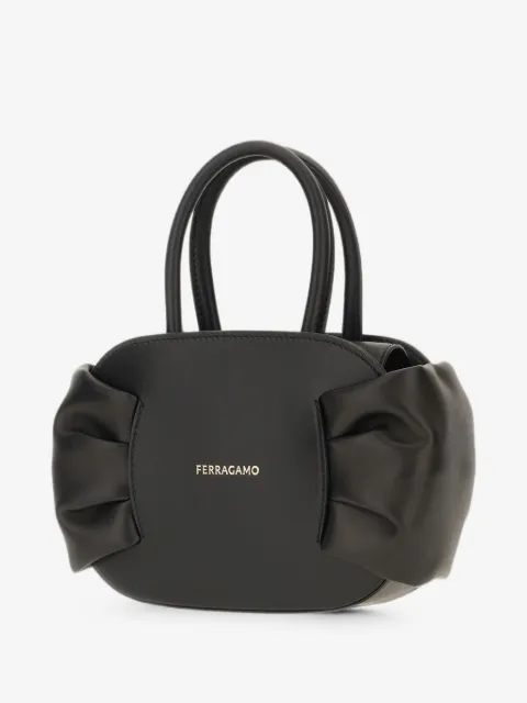 bow-detail leather tote bag