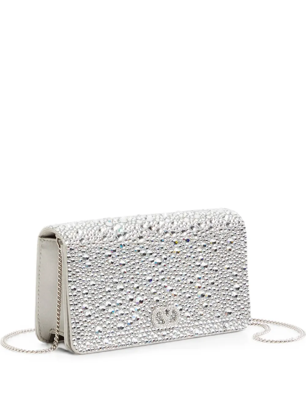 Valentino Garavani VLogo Signature clutch verfraaid met kristallen Zilver