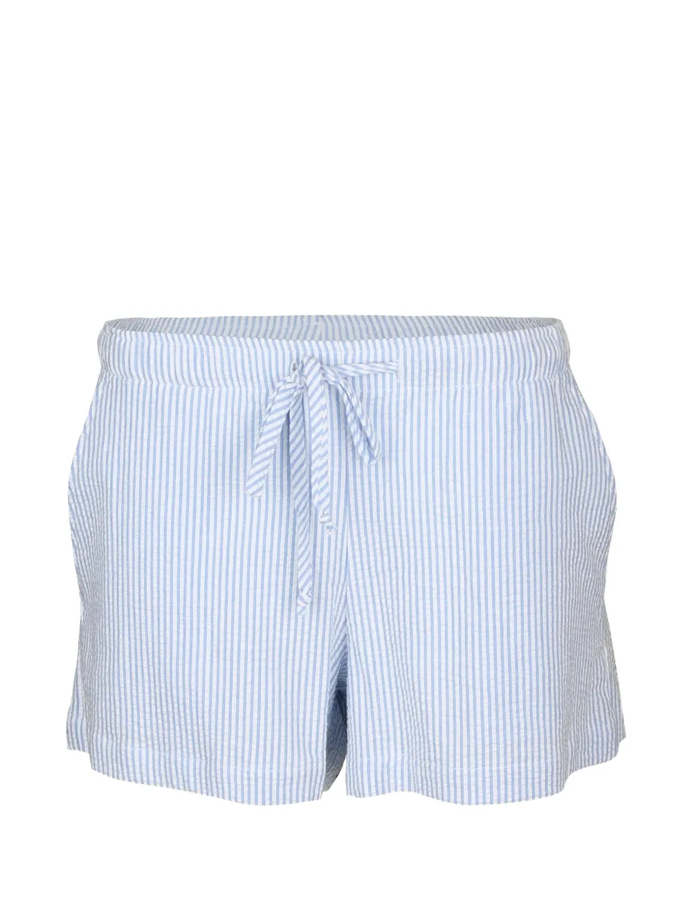 The Lady And The Sailor Flutter striped seersucker shorts - Blu