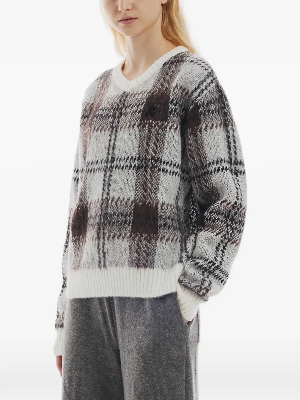  Rest&recreation Check-pattern Hairy Sweater - Blanc 