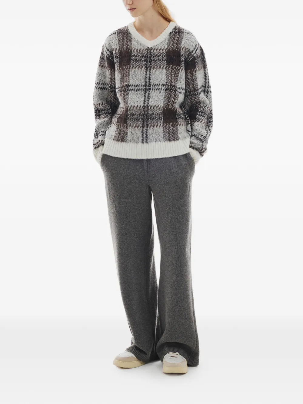  Rest&recreation Check-pattern Hairy Sweater - Blanc 