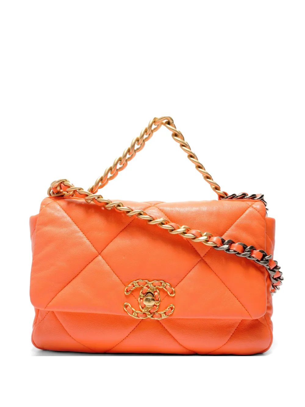 CHANEL Pre-Owned 2020 Chanel 19 Matelassé shoulder bag - Arancione