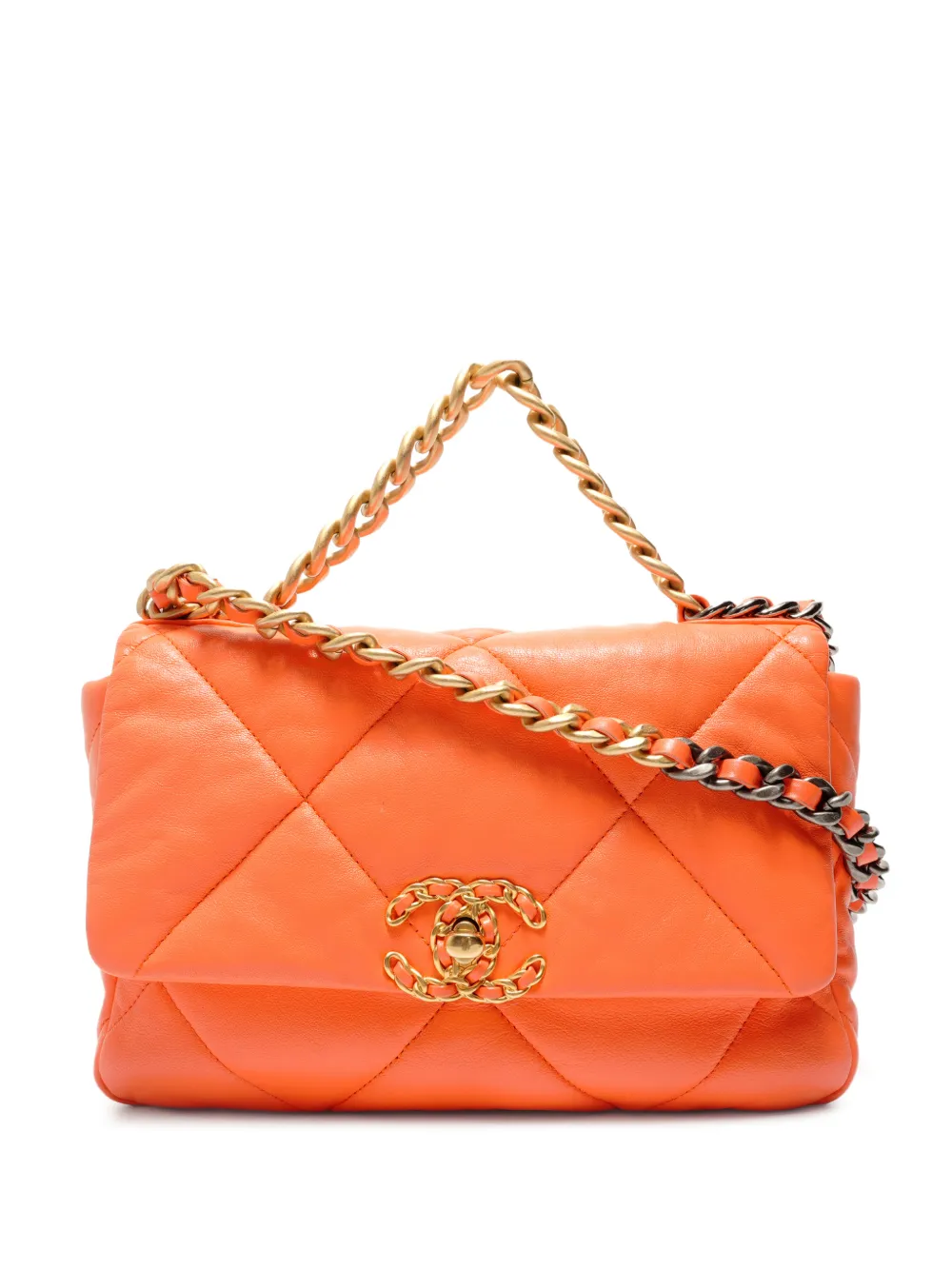 CHANEL Pre-Owned 2020 Chanel 19 Matelassé shoulder bag - Arancione