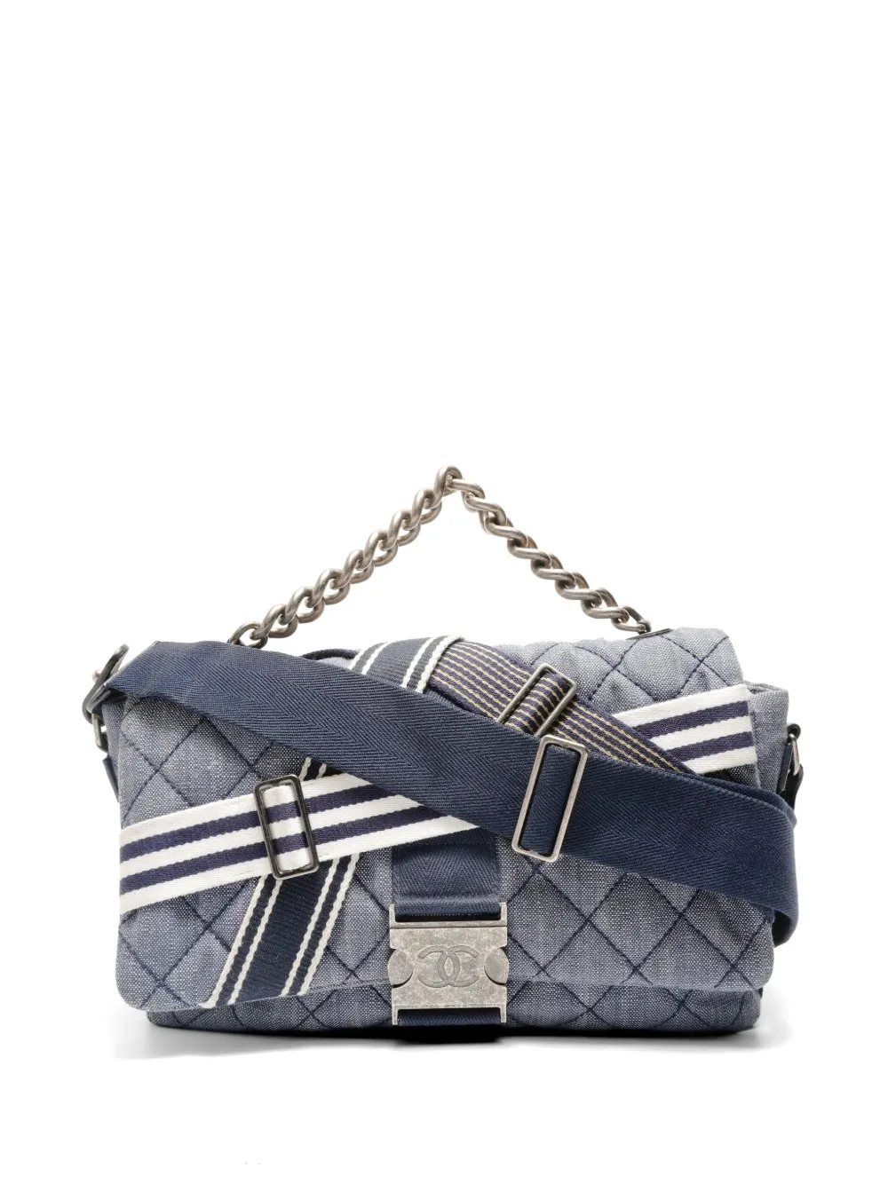 CHANEL Pre-Owned 2016 quilted denim messenger bag - Blu