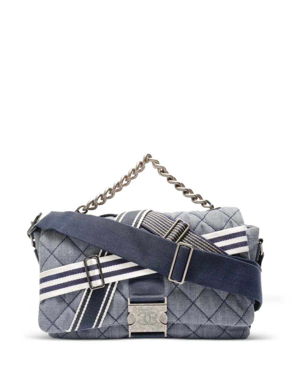 CHANEL Pre-Owned 2016 quilted denim messenger bag - Blu