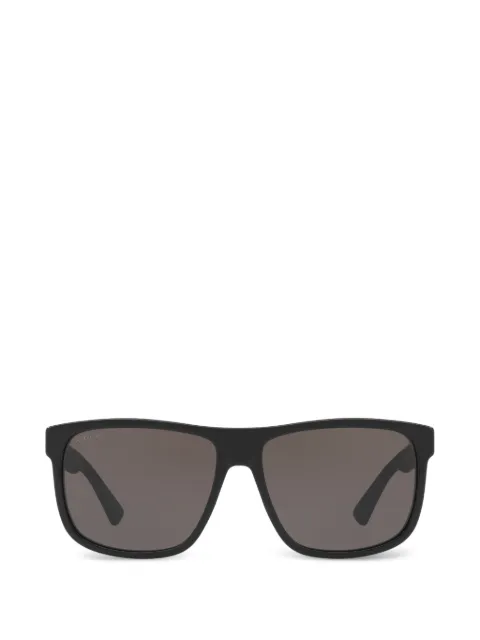 Gucci Web grosgrain-insert rectangle-frame sunglasses