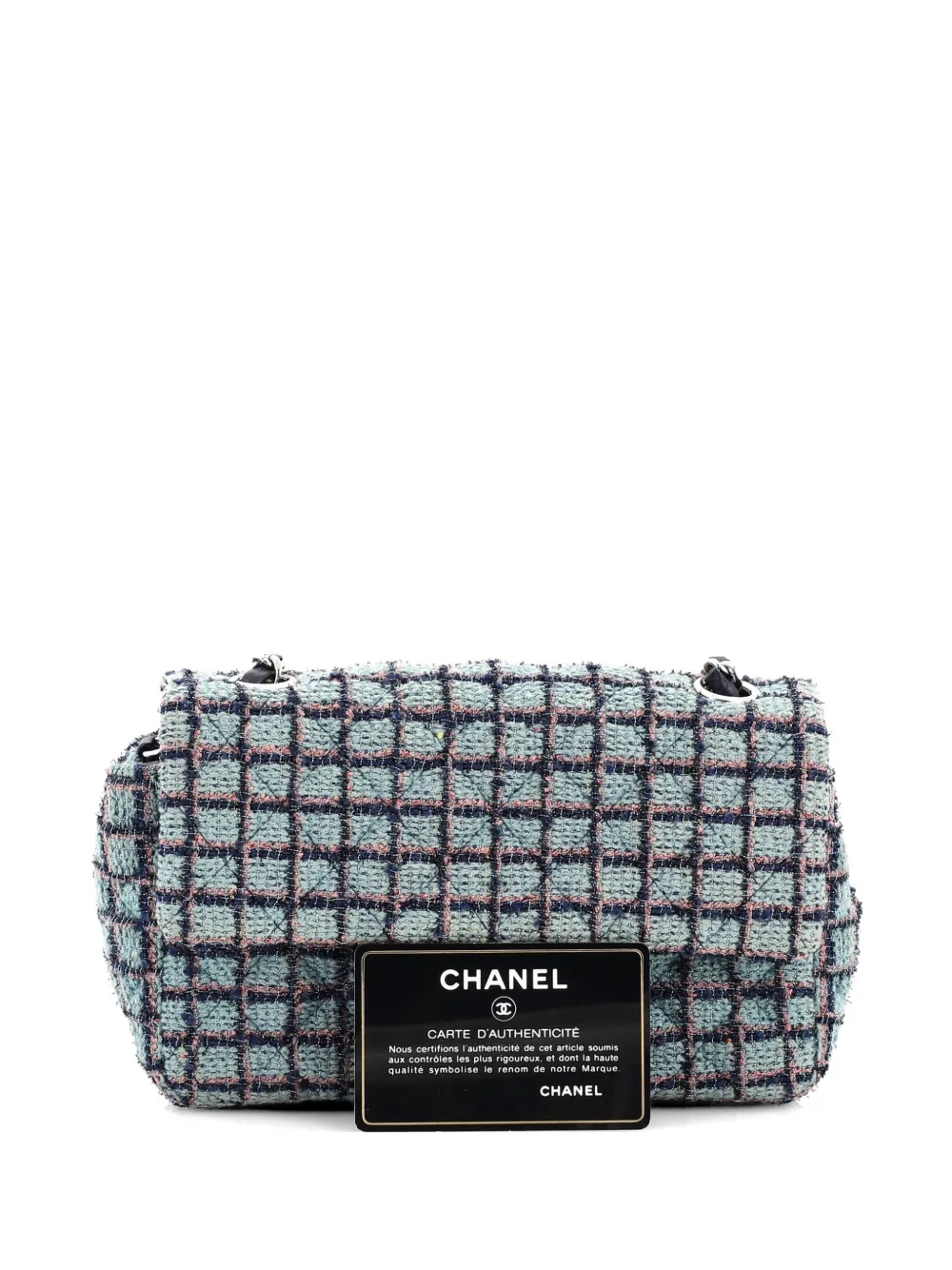 CHANEL Pre-Owned Classic Single Flap Bag Quilted Tweed Mini crossbody bag - Blu