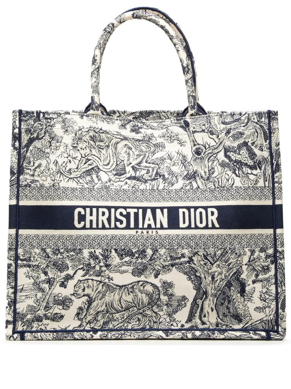 Christian Dior Pre-Owned 2022 Large Canvas Embroidered Dioriviera Toile De Jouy Book tote bag - Blue