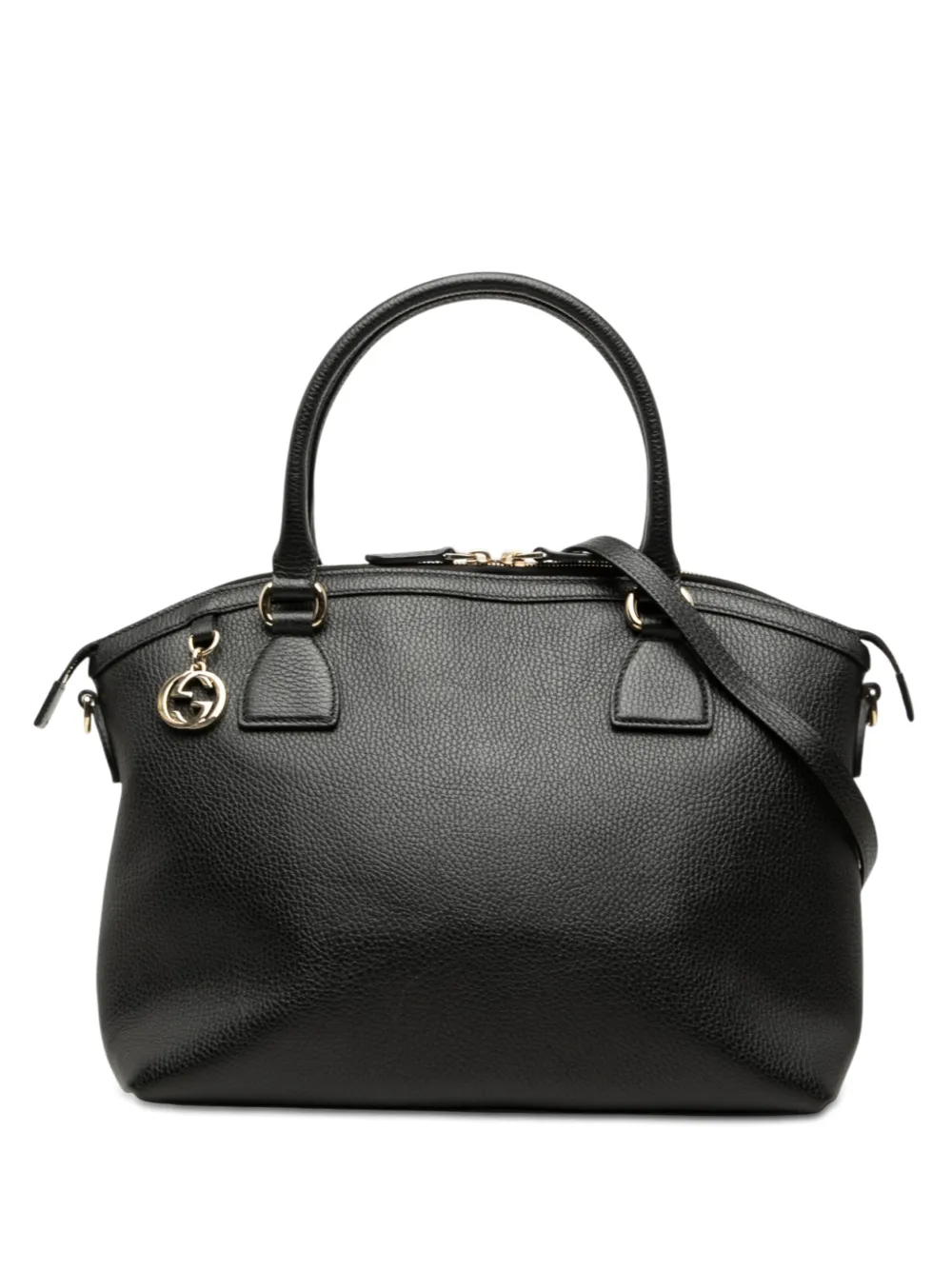 Gucci Pre-Owned 2000-2015 Medium Leather GG Charm Dome satchel - Nero