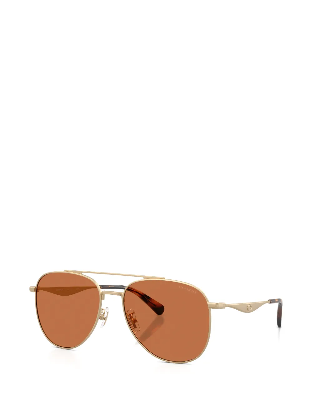 Coach C Hardware Metal Pilot Sunglasses In Brown