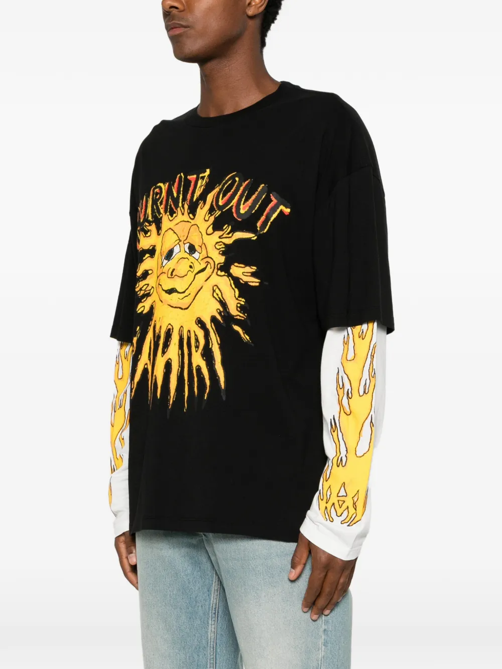 AMIRI Burnt Out LJ T-shirt Zwart
