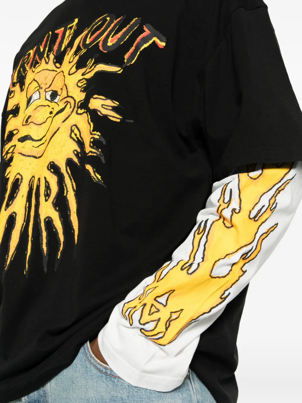 AMIRI Burnt Out LJ T-shirt Zwart