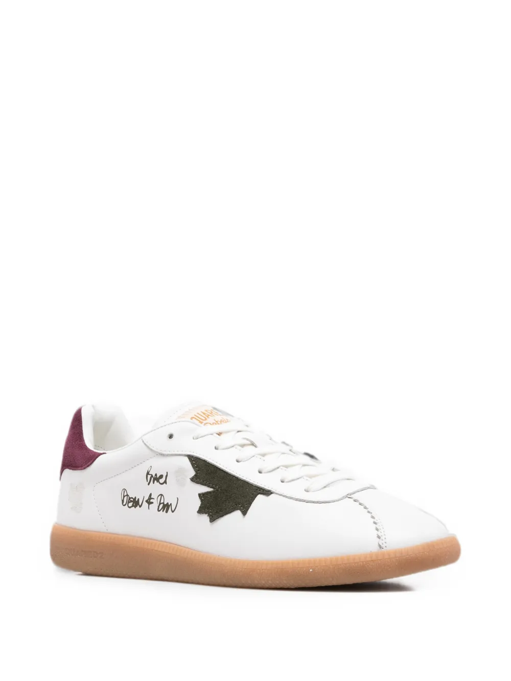 DSQUARED2 Rebel maple-leaf leather sneakers Wit