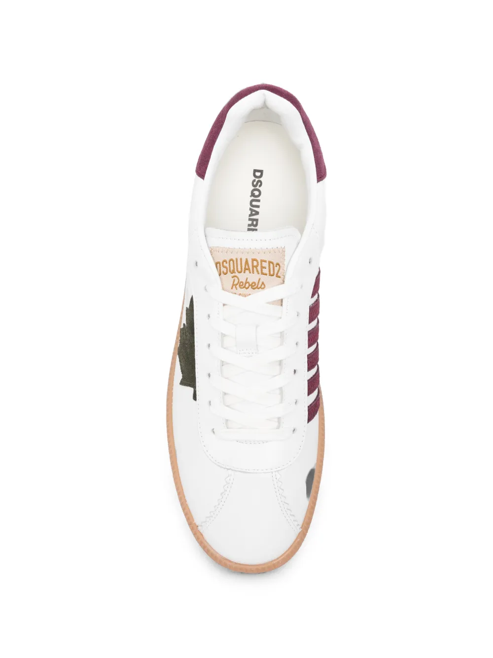DSQUARED2 Rebel maple-leaf leather sneakers Wit