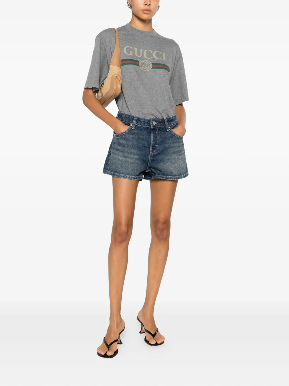 Gucci T-shirt met logoprint Grijs