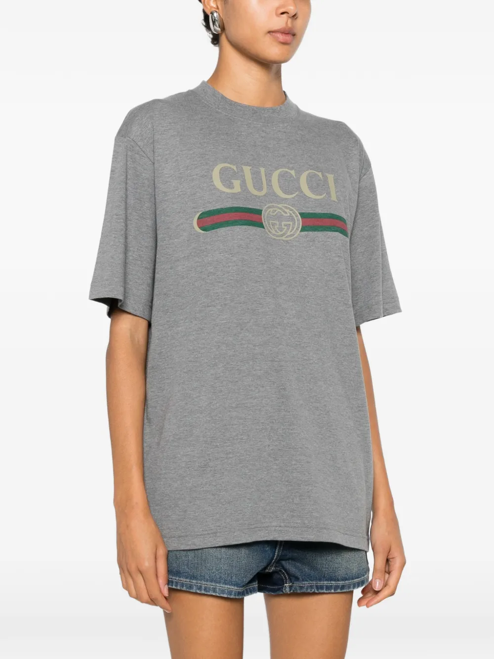 Gucci T-shirt met logoprint Grijs
