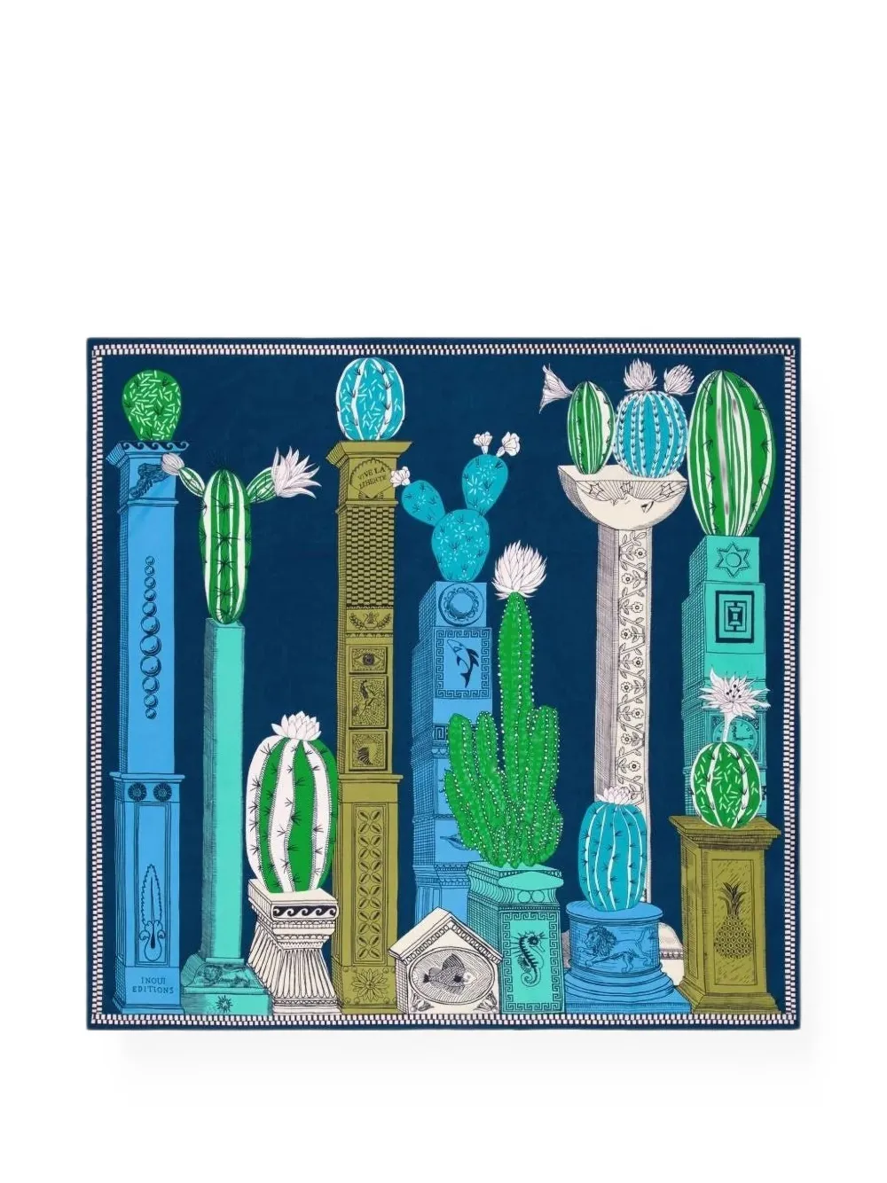 Inoui Editions Inoui cactus-print scarf - Blu