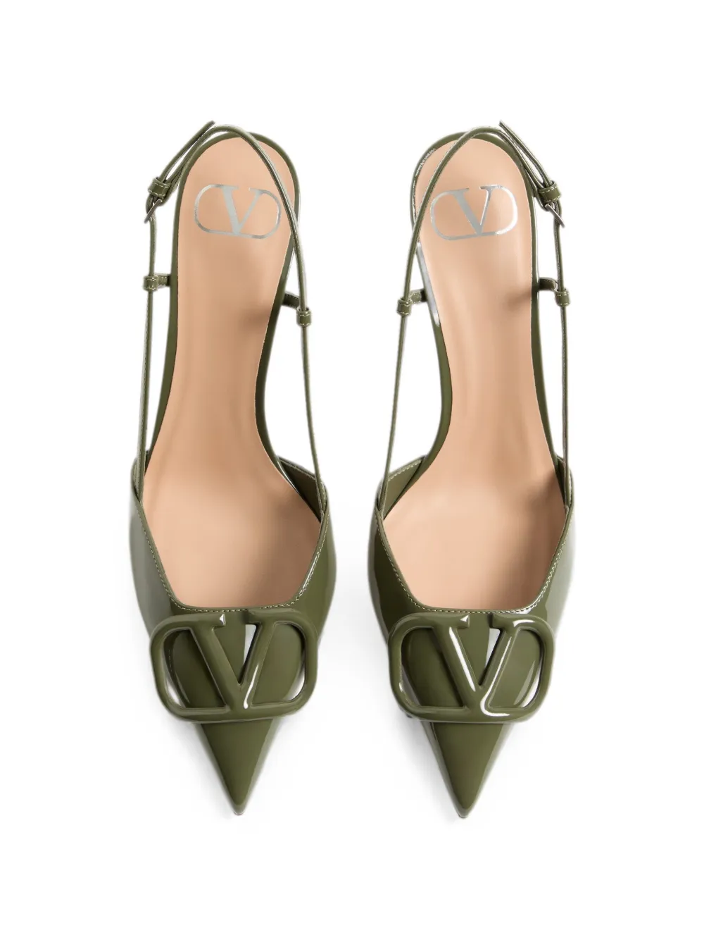 Valentino Garavani VLogo Signature Patent Leather Slingback Pump 80Mm Groen