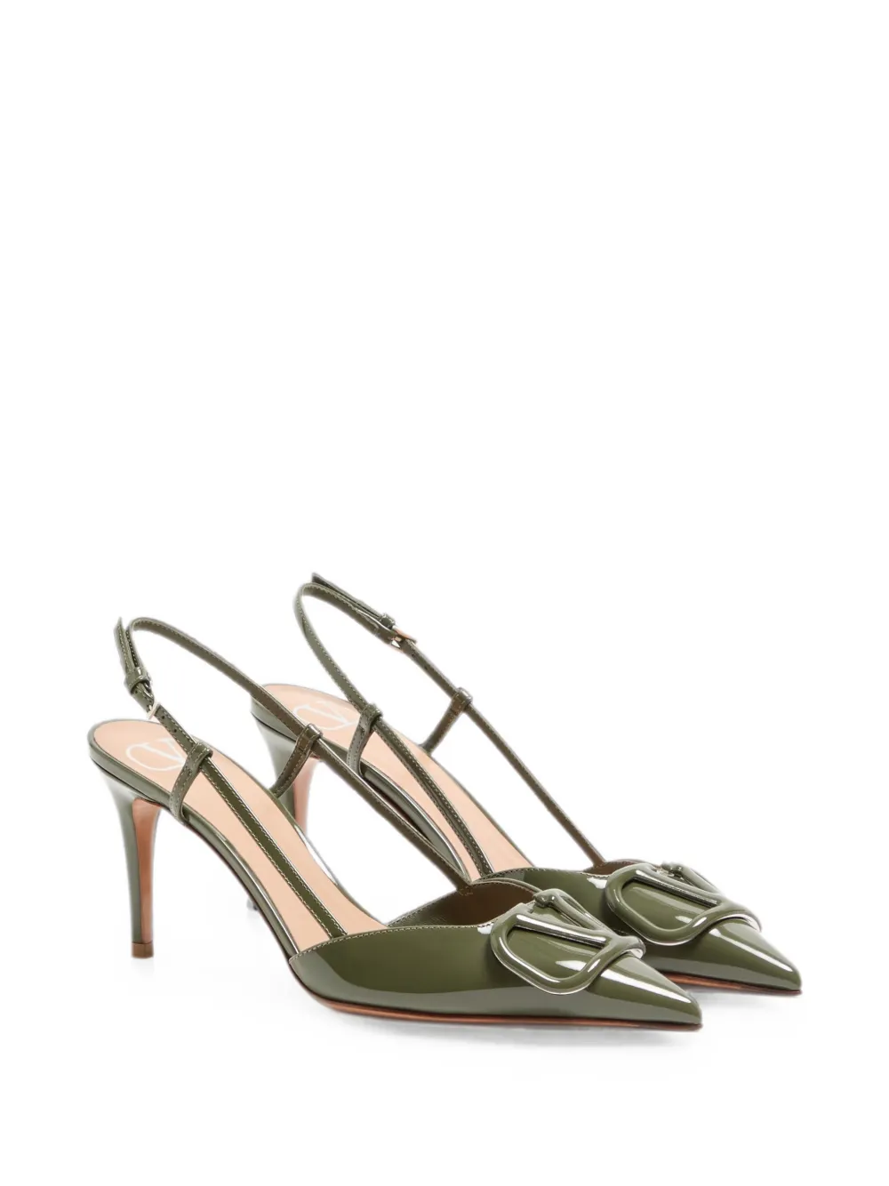 Valentino Garavani VLogo Signature Patent Leather Slingback Pump 80Mm Groen