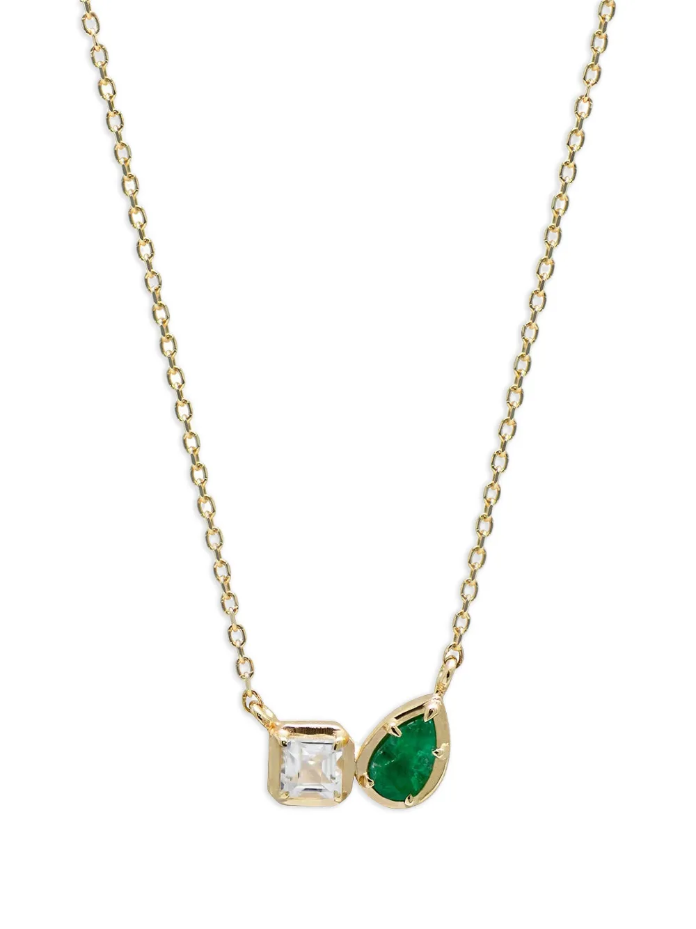 Anzie Mélia emerald and white topaz necklace - Oro