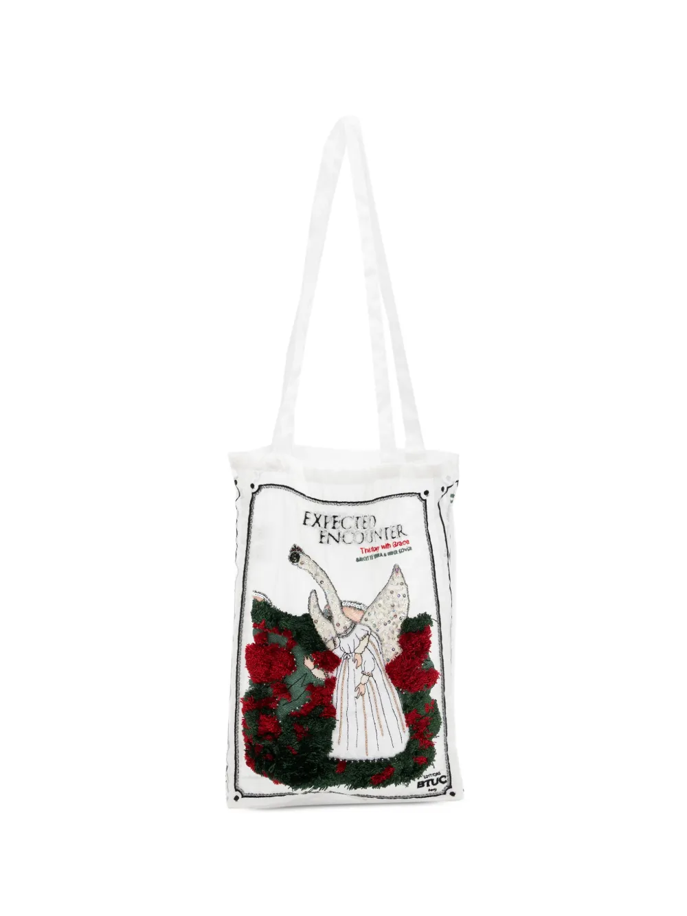 Undercover sequin-embellished embroidered tote bag - Bianco