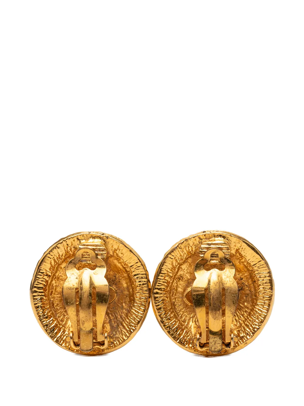  Chanel Pre-owned 20th Century Cc Gold Plated Rue Cambon Round Clip On Earrings Costume Earrings - Or 
