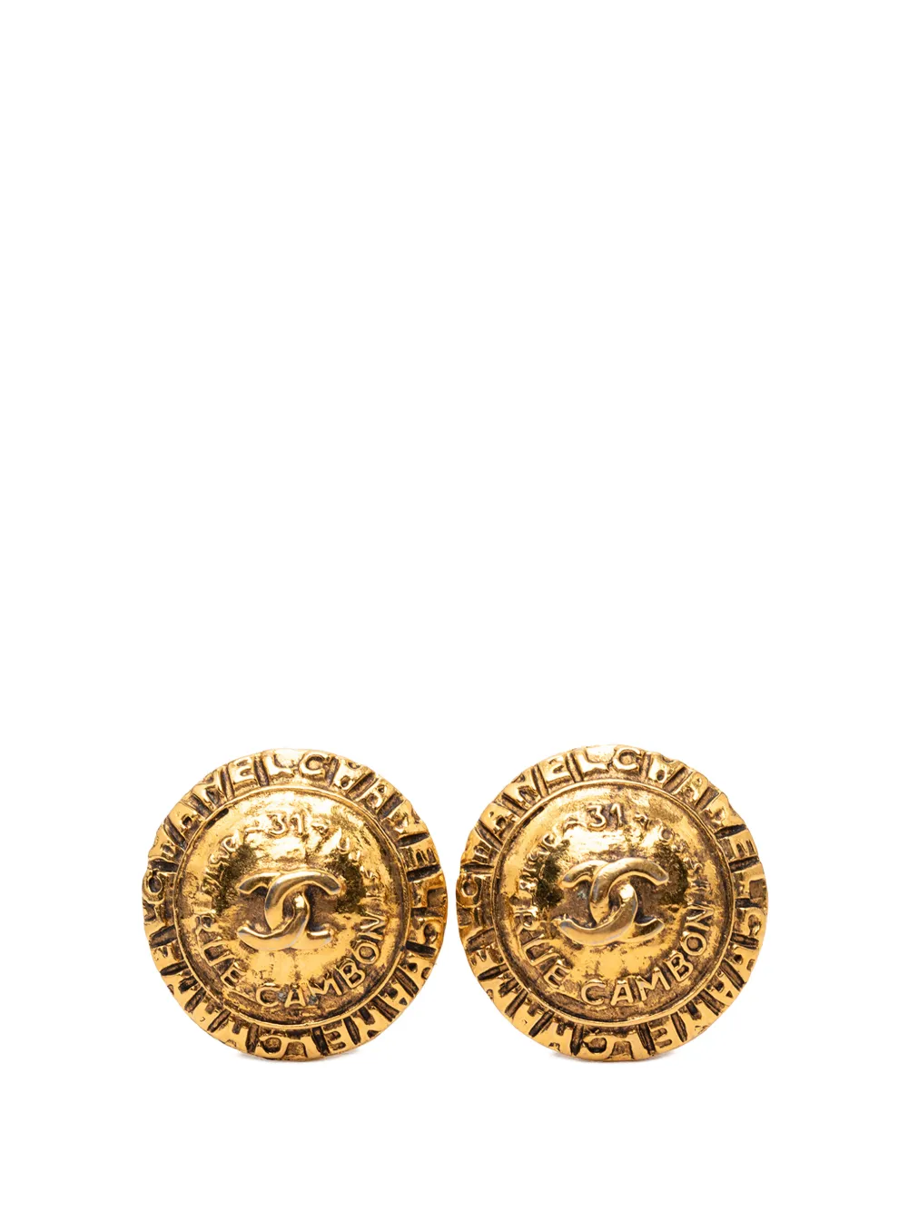 CHANEL Pre-Owned 20th Century CC Gold Plated Rue Cambon Round Clip on Earrings costume earrings - Oro