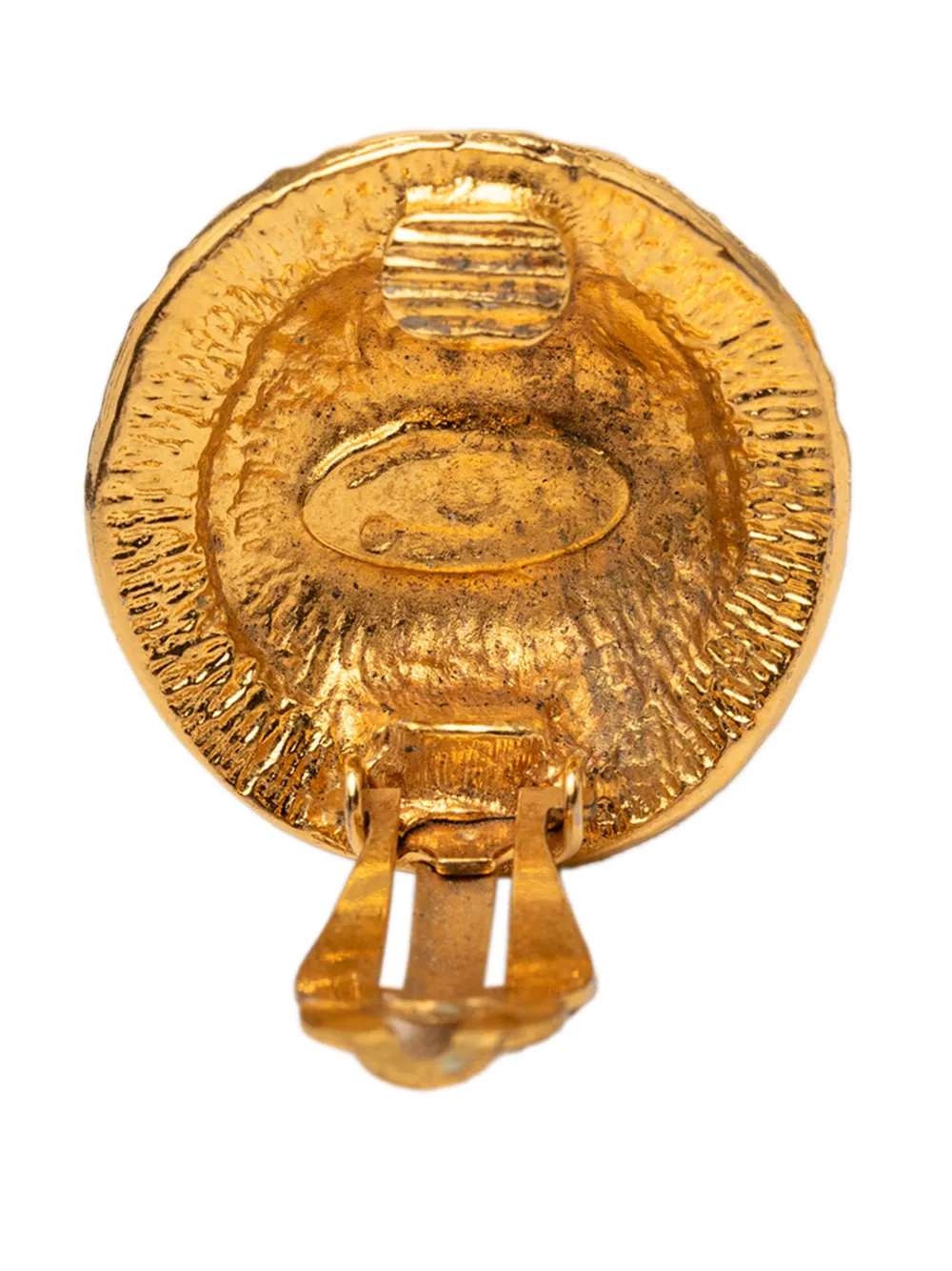  Chanel Pre-owned 20th Century Cc Gold Plated Rue Cambon Round Clip On Earrings Costume Earrings - Or 
