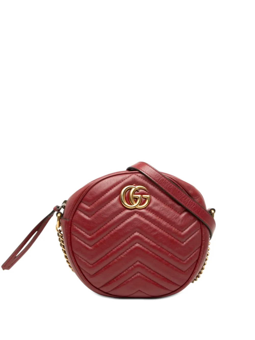 Gucci Pre-Owned 2016-2026 Mini GG Marmont Matelasse Leather Round crossbody bag - Rosso