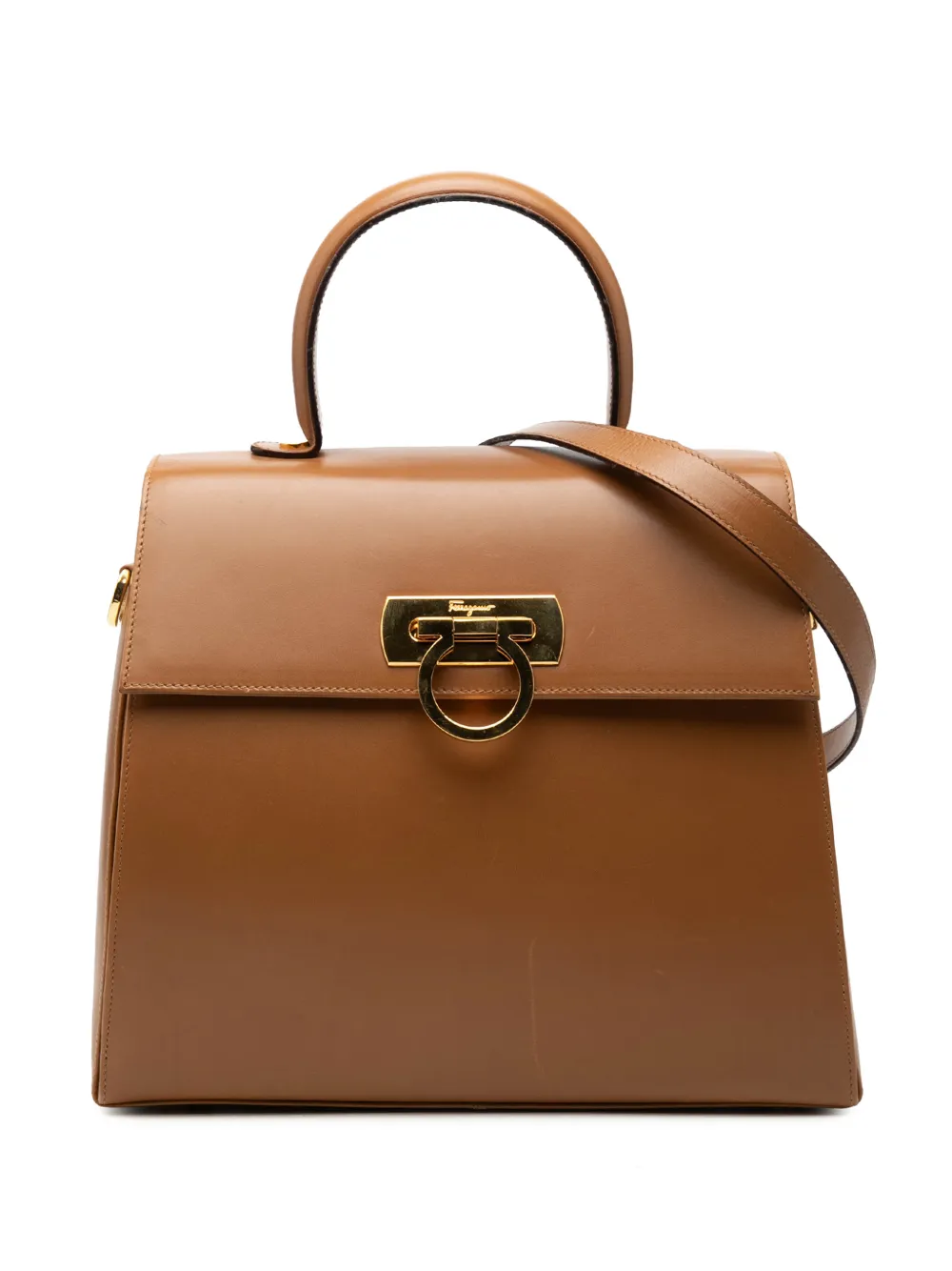 Ferragamo Pre-Owned 2000-2026 Small Leather Gancini Iconic Top Handle Bag satchel - Braun