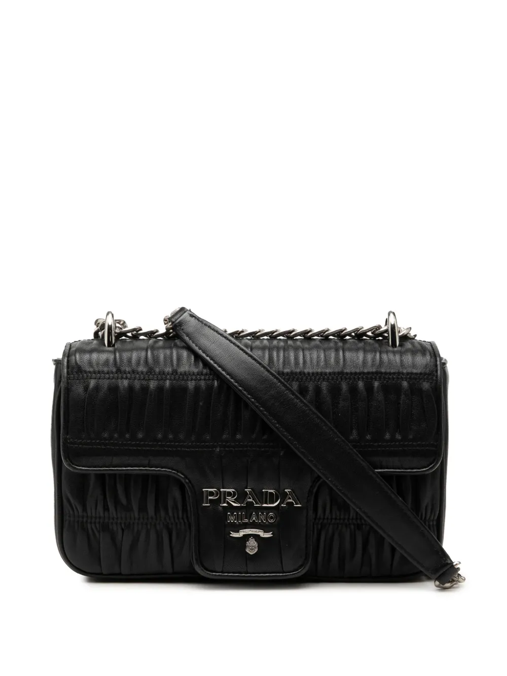 Prada Pre-Owned 2000-2010 Nappa Gaufre Chain Flap crossbody bag - Nero