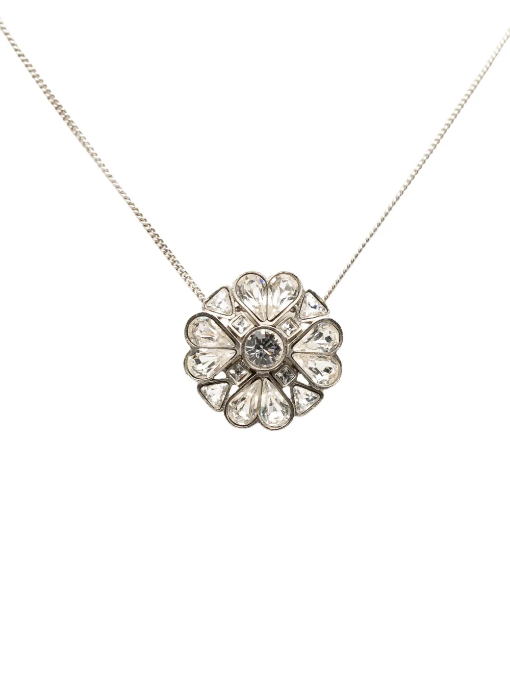 CHANEL Pre-Owned 2008 CC Brass Strass Clover Pendant Necklace costume necklace - Argento