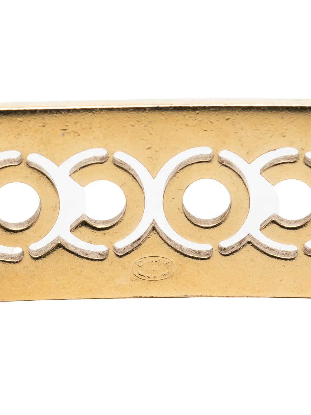 Chanel Pre-owned 1970-1980 CC Gold Plated Strass Coco Plaque Double Chain Belt, view 4