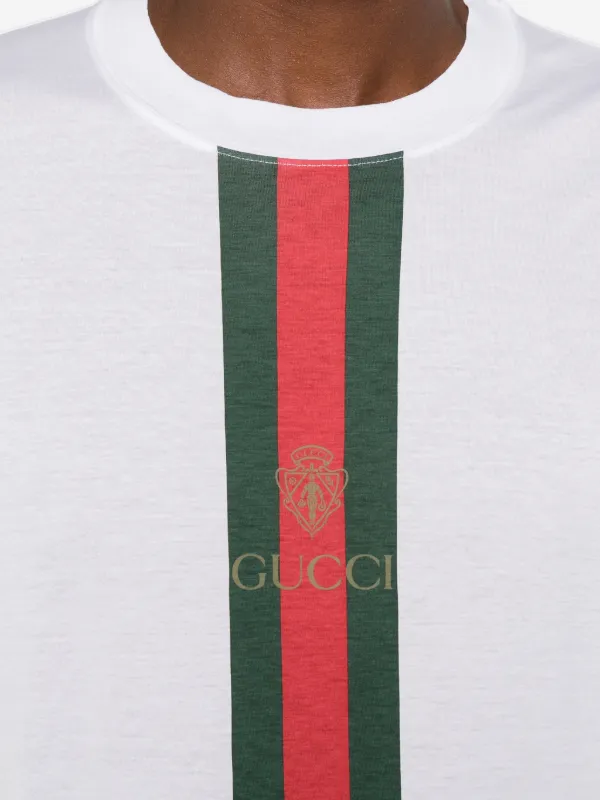 GUCCITシャツ Gucci Camiseta Com Listra Web | Branco | FARFETCH BR