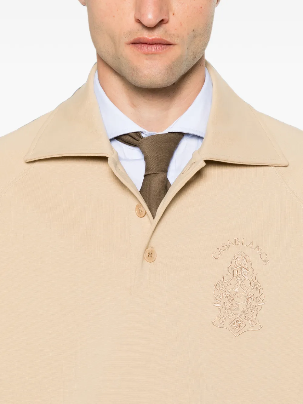 Casablanca Poloshirt met borduurwerk en raglan mouwen Beige