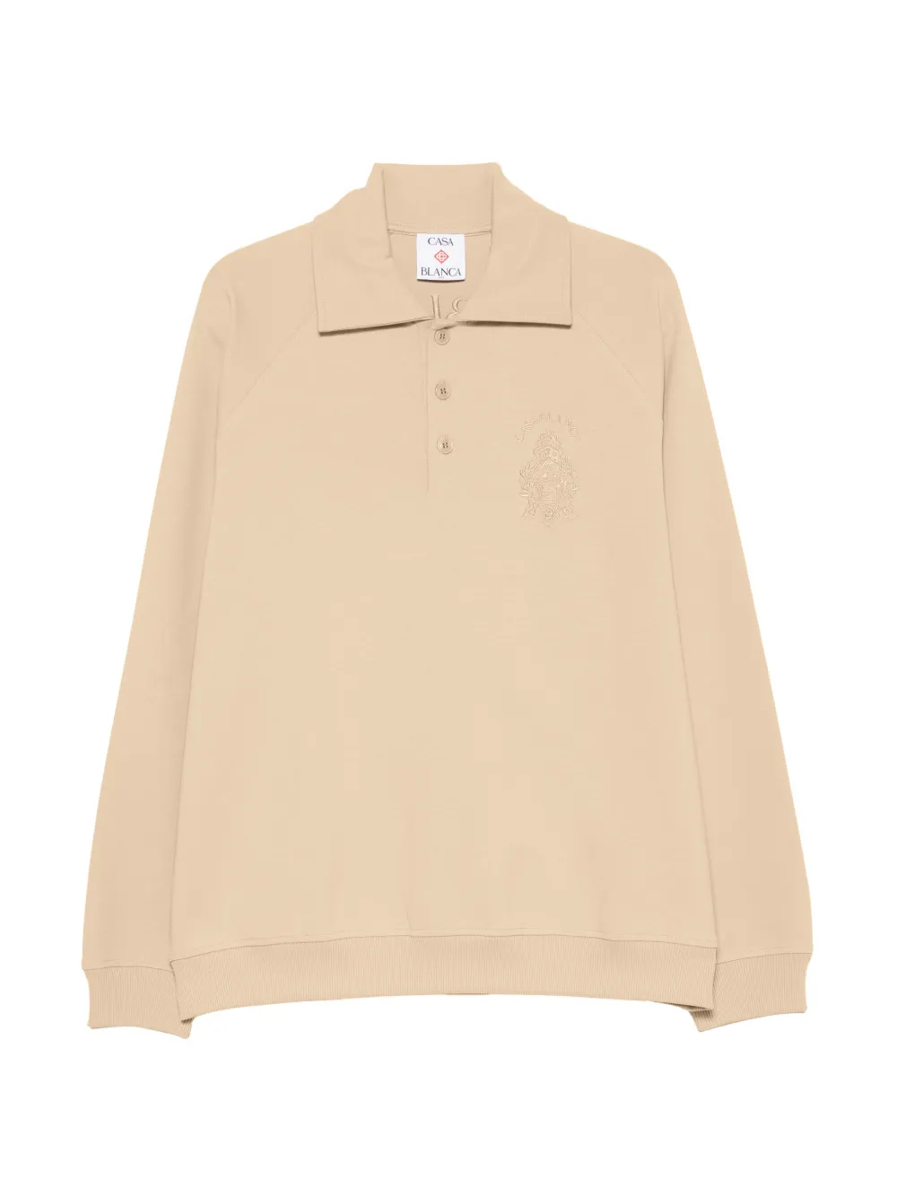 Casablanca embroidered raglan-sleeve polo shirt - Nude