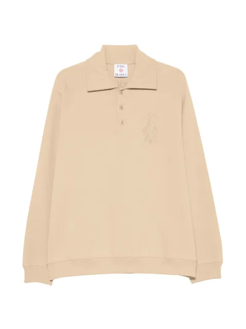 Casablanca embroidered raglan-sleeve polo shirt